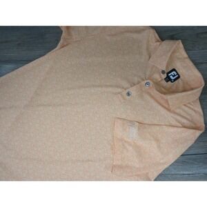 Footjoy Polo Shirt M Peach Painted Floral Lisle Memphis National Sleeve Golf